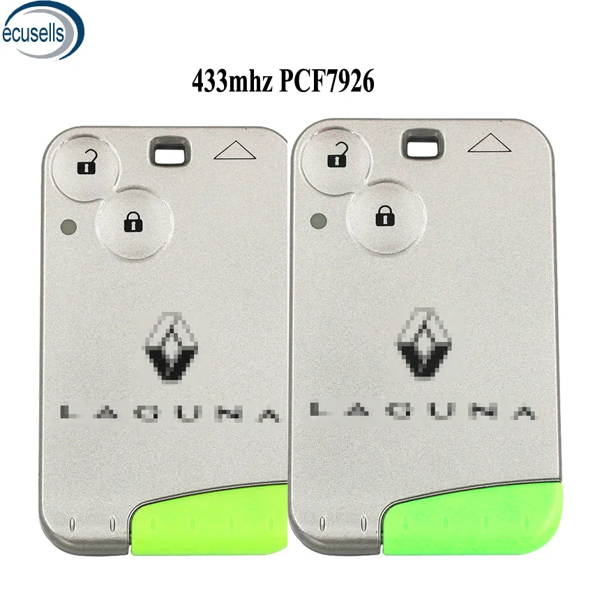 

2PCS/LOT, 2 Button Smart Card Remote Key Fob For Renault Laguna Espace Vel Satis 2001-2007 433MHz ID46 Chip PCF7947
