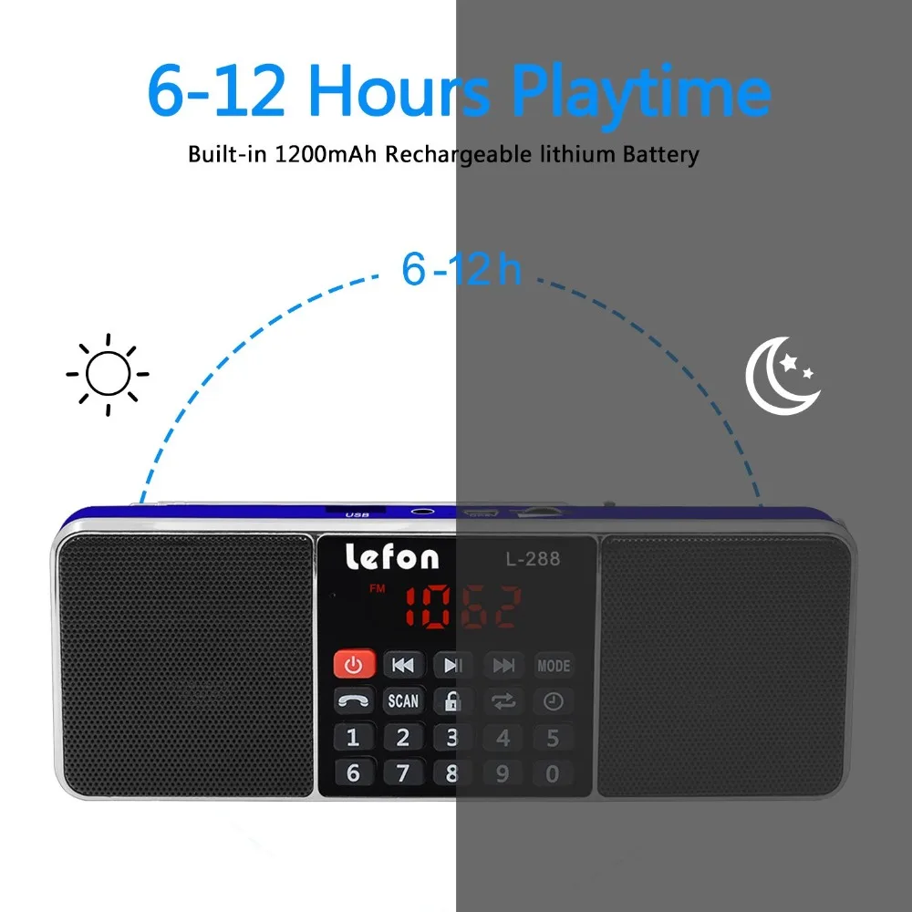 Lefon Портативный AM FM Радио стерео приемник Bluetooth беспроводной динамик поддержка TF SD карты USB диск AUX MP3 светодиодный дисплей громкой связи