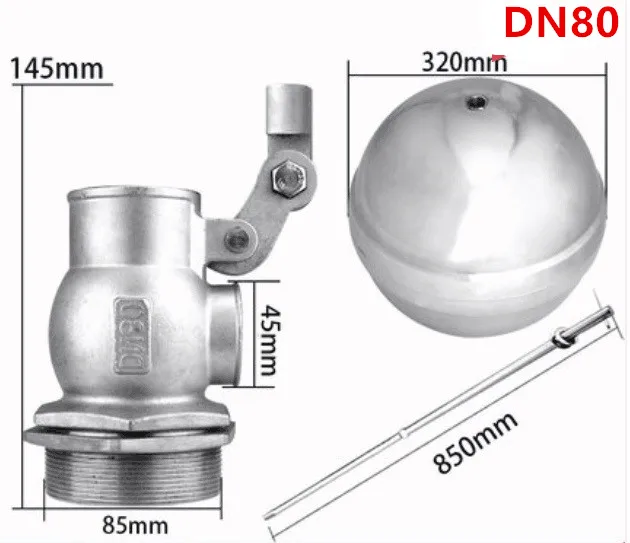 Плавающий шаровой клапан из нержавеющей стали, регулирующий уровень воды, клапан холодной и горячей воды, бачок для воды, полная автоматизация DN15-DN100