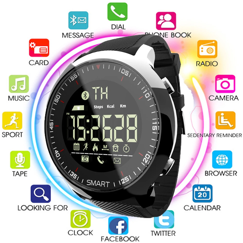 

2019 Smart Watch Sport Waterproof Pedometers Message Reminder Bluetooth Outdoor Swimming Men Smartwatch for Ios Android Phone