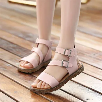 

Girls Gladiator Sandals children's sandals Rome 2018 summer new style shoes white flat with shoes girls open-toe size 27-37