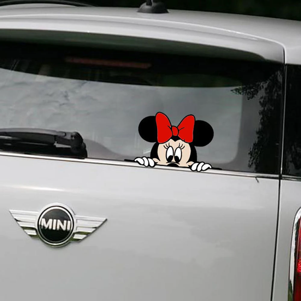 Funny Cute Cartoon Characters Stickers Mickey Minnie Car Stickers Fancy Style Decals Decorative Rearview Mirror Decal Styling