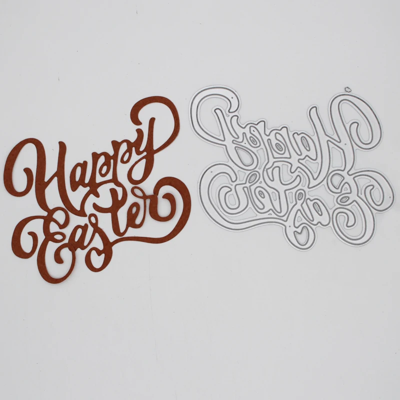 

Word 'Happy Easter' Metal Cutting Dies Scrapbooking Album Decoration Embossing Paper Card Craft 100*80 mm