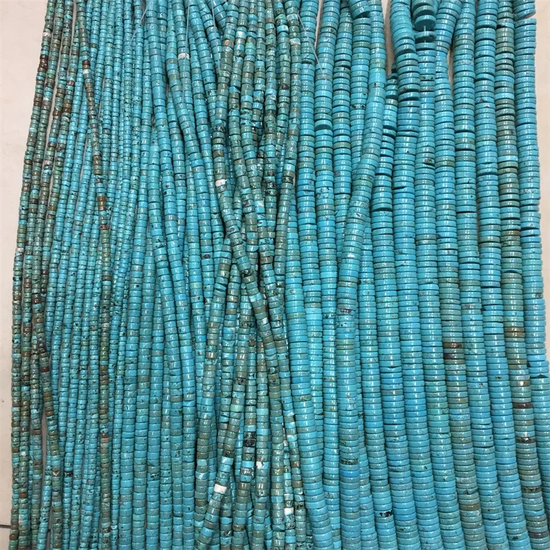 

Genuine Turquoise Gemstone 2*4/3*6/4*8/3*12mm Heishi 6/8/10/12/14/16MM Round Natural Stone 8*14MM Jujube 10*14MM Oblate Bead DIY