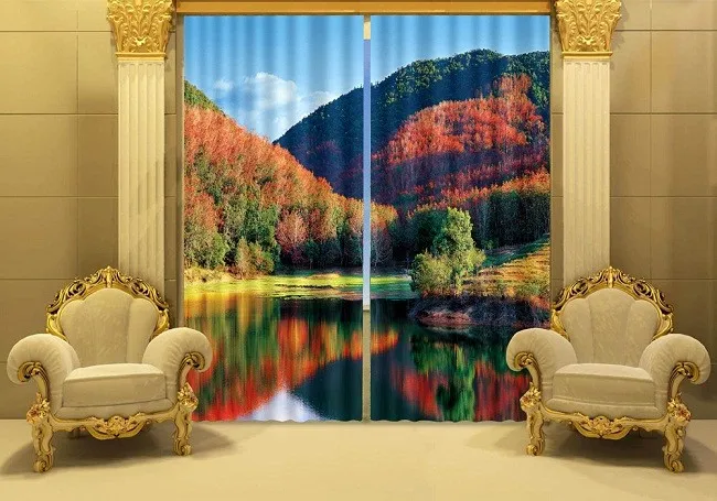 Hottest-European-style-colorful-trees-3D-digital-Printed-Curtain-100-shading-blackout-fabric