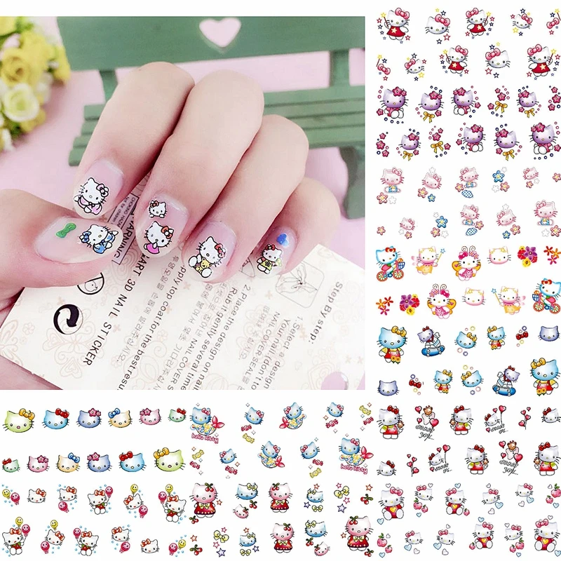 12 листов Cat Nail Art декоративные стикеры Водные Наклейки для нейл-арта переводные наклейки для ногтей Инструменты