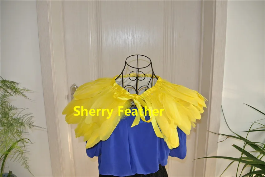 Yellow Feather Cape Top Feather Shawl Carnival Shoulder Shrug Cape Clothing  For Party Event Costume Supply - Feather - AliExpress
