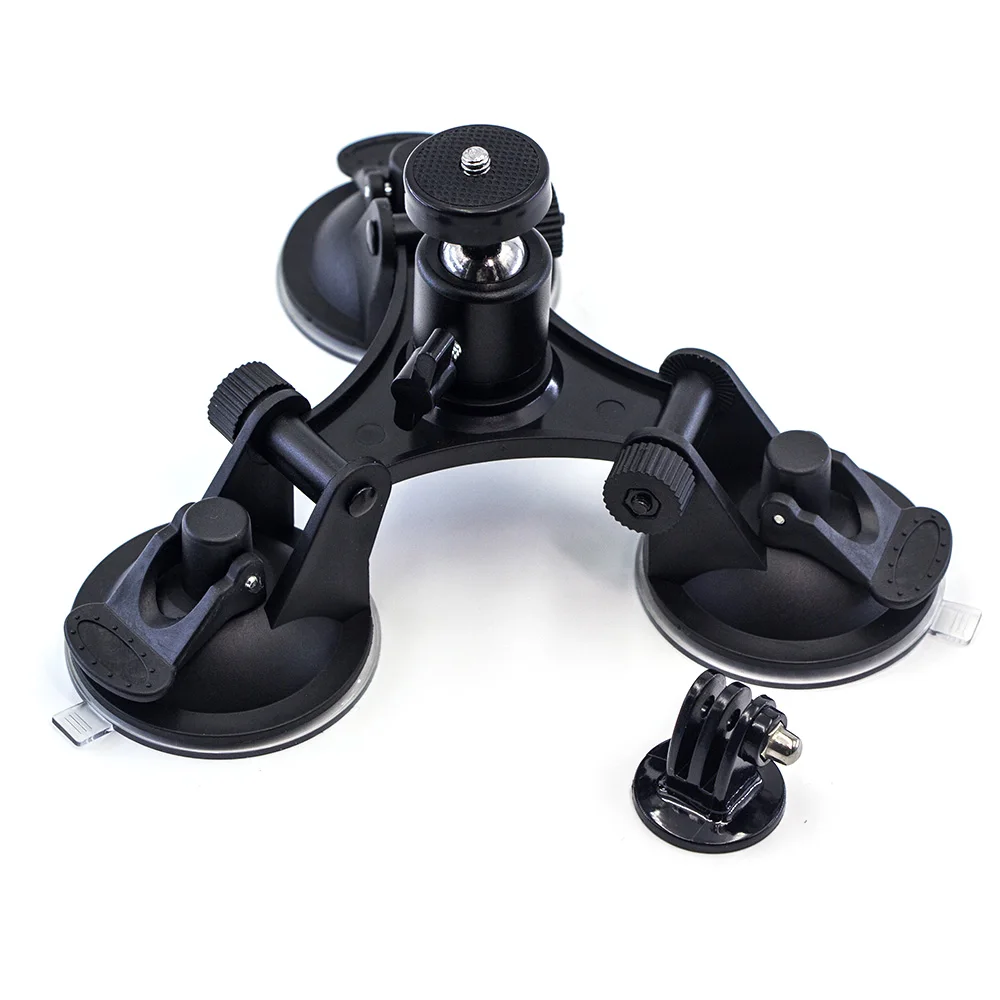 

Triple Mount 6.5cm Suction Cup Holder fixed bracket 360D Tripod Head for Xiaomi Yi 4k Gopro Hero 6 5 4 3+ SJCAM SJ7000 Go Pro