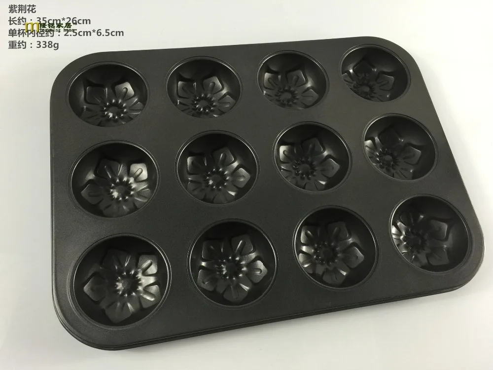 1PC LONGMING HOME 12 Holes Cups Cake Mold Metal Bakeware Non stick