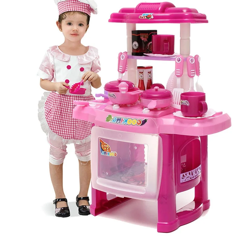 

Activity New 37*21*47CM Kid Kitchen Children Cooking Pretend Role Toy Play Set With Lights Sound Electronic DIY Kids Pretend Toy