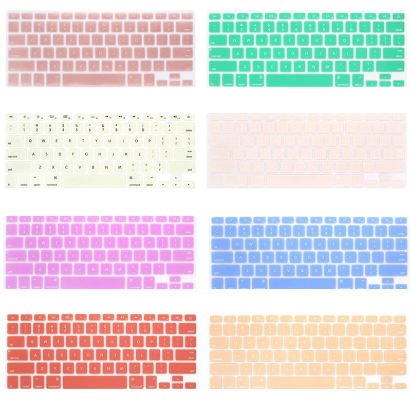 Silicone Keyboard Cover Protector Skin for Apple Macbook Pro MAC 13 15 Air 13 Soft keyboard stickers 9 Colors-3