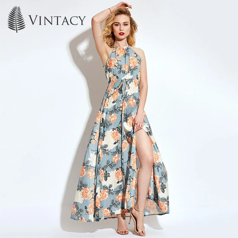 Buy Cheap Vintacy 2017 new arrivals women maxi summer dress Halter vacation casual long women dress spring women party dresses Backless