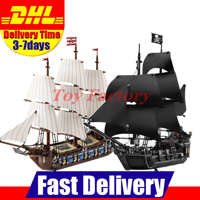 

LEPIN 22001 Imperial Warships + 16006 Black Pearl Ship Model Building Blocks For children Pirates Series Toys Clone 10210 4184