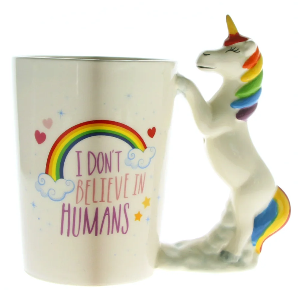 

1Piece I DON'T BELIEVE HUMANS 3D Unicorn Mugs Tea Milk Coffee Cups And Mugs Drinkware Cute Quirky Rainbow Unicorn Horse Cups