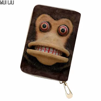 

Customized Clutch Walle Red eyed monkey Women Men Credit Business Bank Cards Holder Passport PU Leather Cartoon card sac
