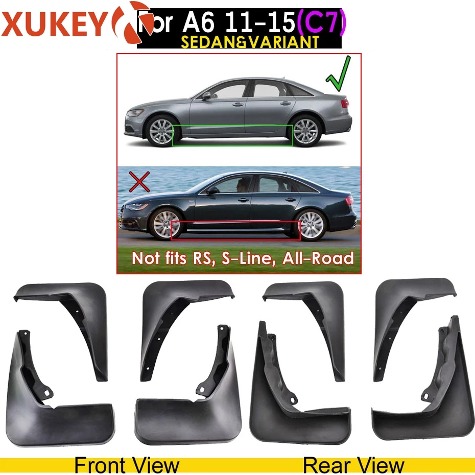 Оригинальные Автомобильные Брызговики XUKEY для Audi A3 A4 A6(8E 8P B6 B7 C6) Брызговики крыло брызговиков автомобильные аксессуары - Цвет: For A6 (C7)  11-15