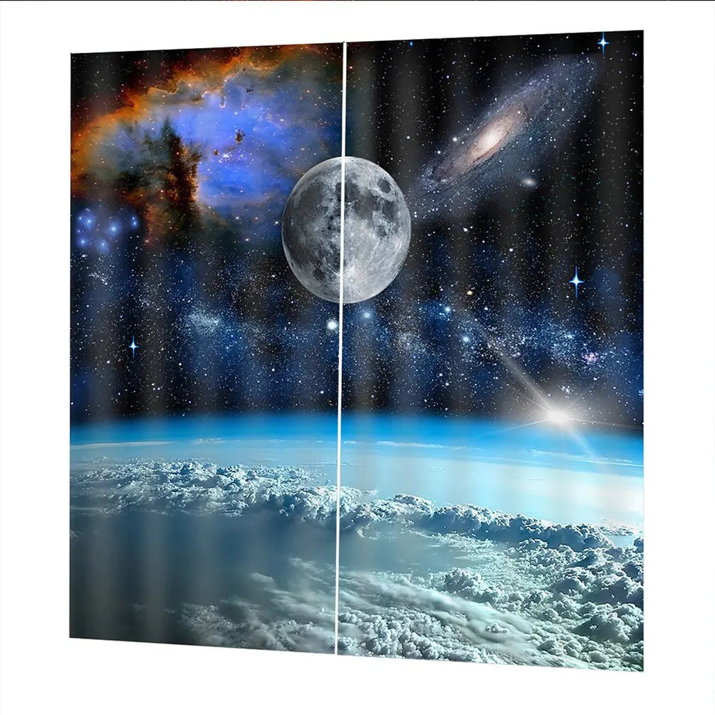 

150*166 Curtains For Living Room Bedroom Window Curtains Space Printed Balcony Sun Shading Garden Style