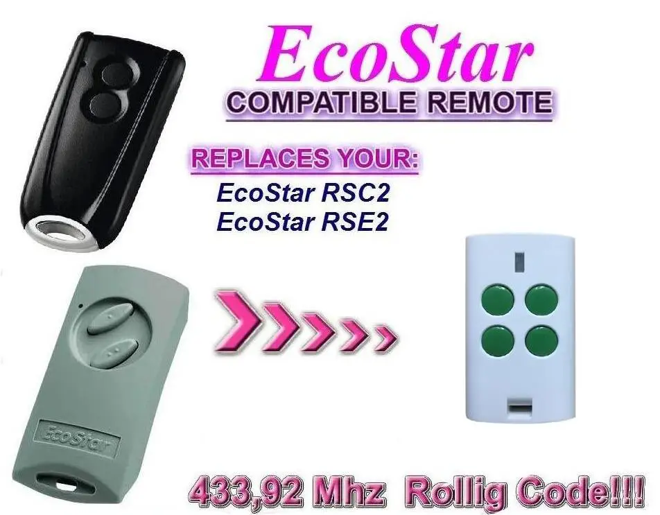

Ecostar RSC2 RSE 2 rolling code 433.92mhz duplicator garage door remote control Free Shipping