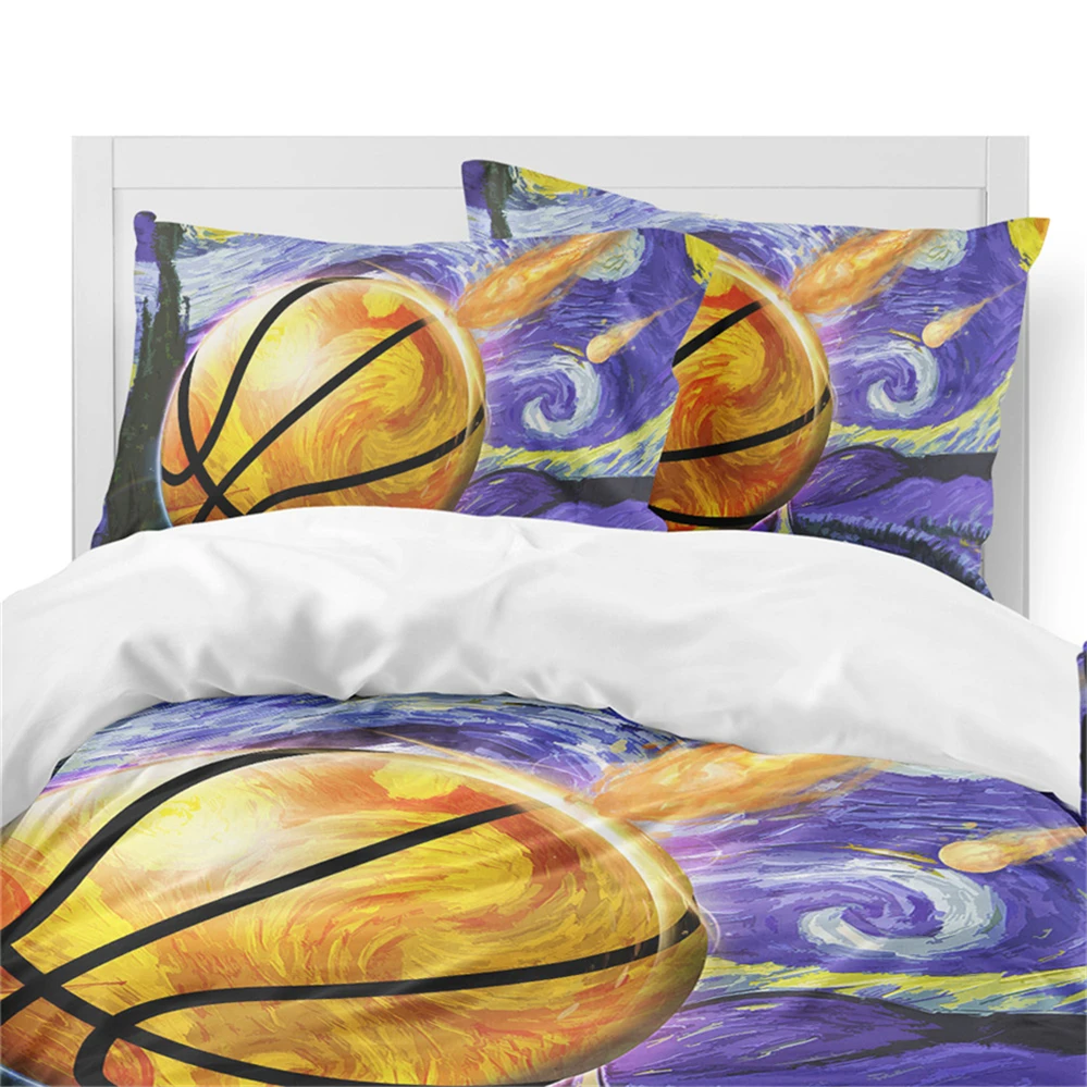 Акварель Баскетбол Постельное белье красочные картины маслом Баскетбол постельное белье спортивный дизайн постельные принадлежности