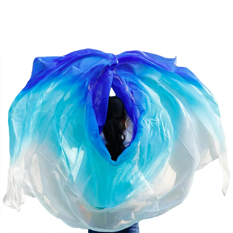 

100% Silk Professional Handmade Veils Belly Dance Scarf Shawl Gradient Multi Color Silk Veil Belly Dance Accessories Kids Adults