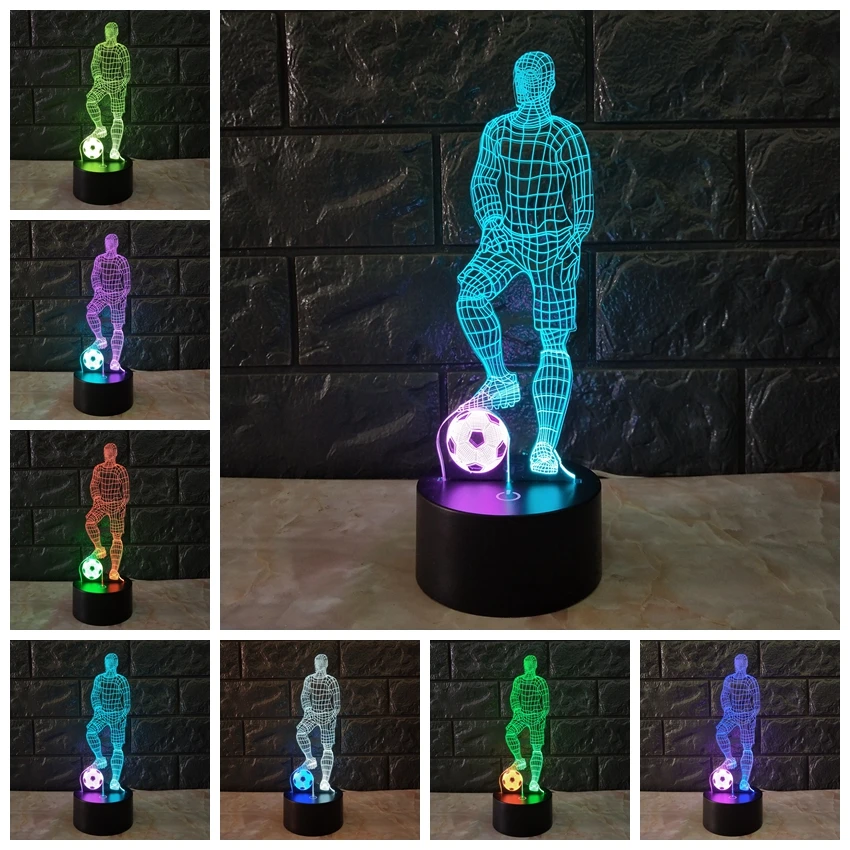 New 2018 football Soccer Game Man 3D LED Night light gift for Children