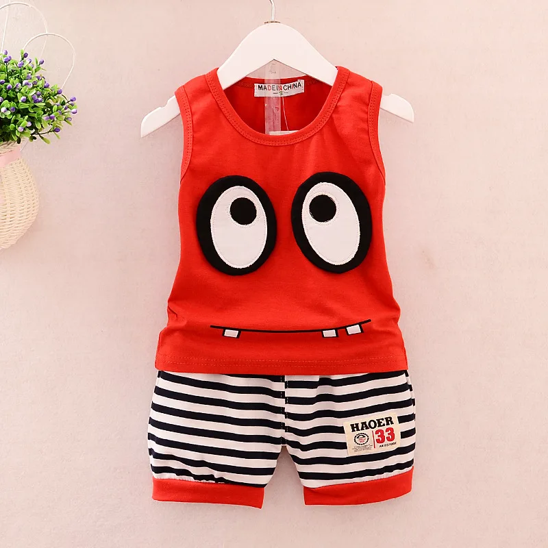 

Baby Outfits 2018 Summer Baby Boy Clothes Big Eyes Sleeveless Vest + Shorts 2PCS Newborn Girl Outfit Kids Bebes Jogging Suits