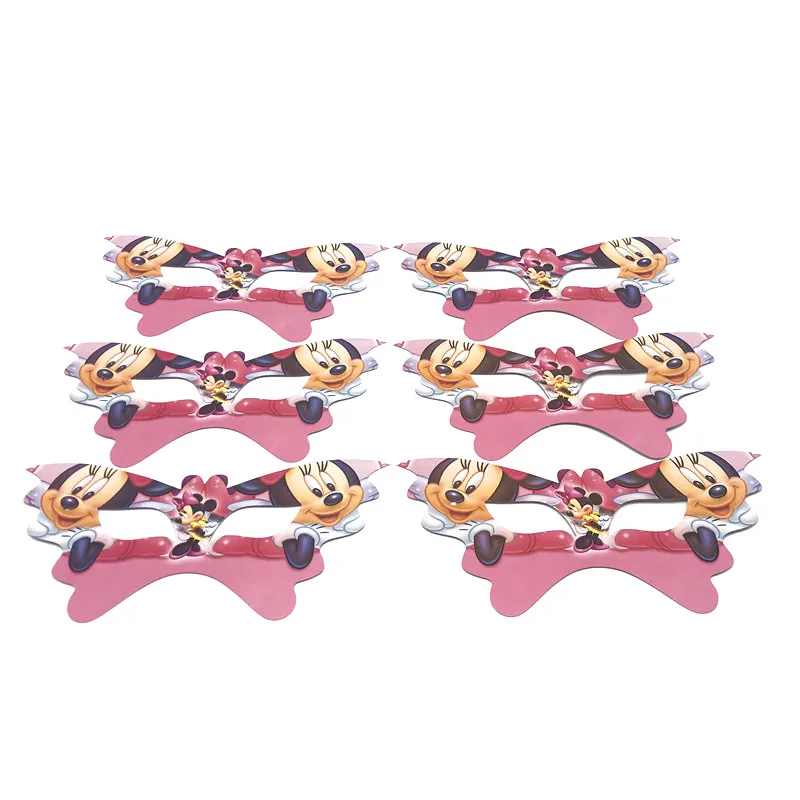 

6pcs Cartoon Minnie Mouse Theme Party Paper Upper Half Face Mask Kid Brithday Eye Cover Party Baby Shower Mask Supply Decoration
