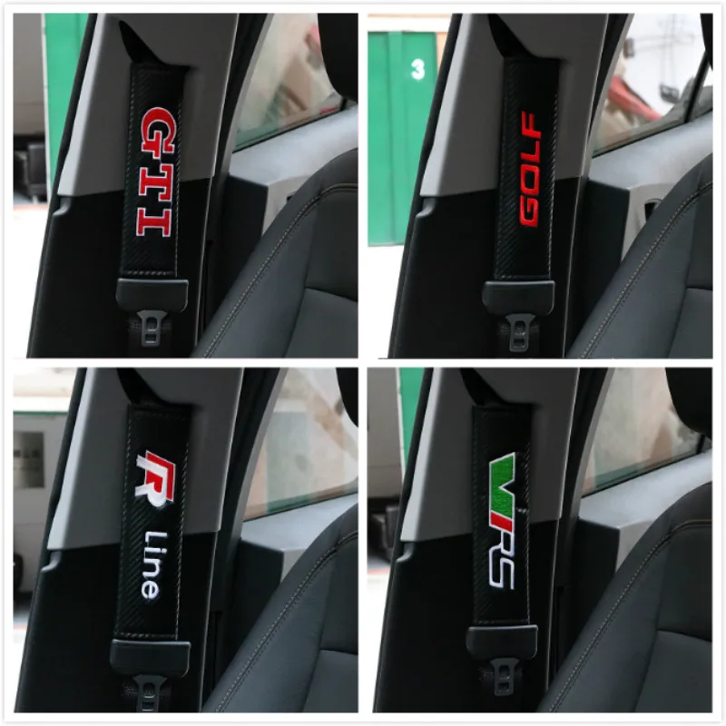Carbon Fiber Safety Seat Belt Cover Shoulder Pad For VW Golf Jetta MK5