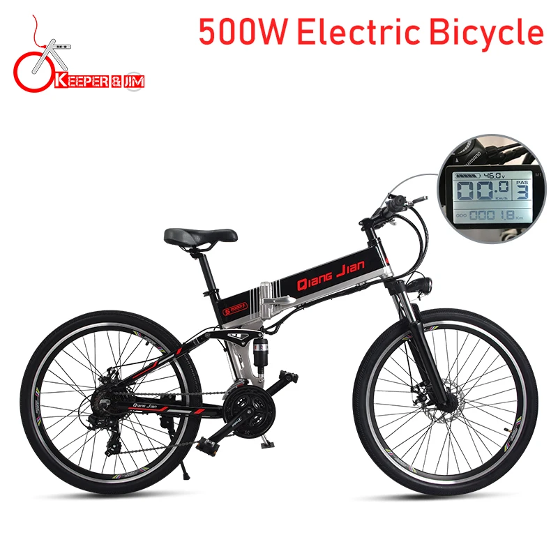 Freno de aceite bicicleta eléctrica 48V500W bicicleta de montaña auxiliar 50 KM batería de litio 48V10. 4AH Bicicleta electrónica