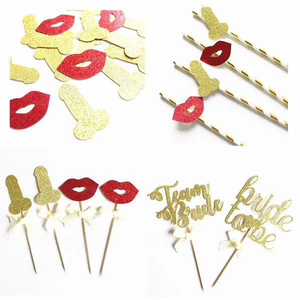 Hen Party Team Bride Confetti Lips Straws Bachelorette Party Decor Bridal Shower Wedding Hen Party Drinking Straws Supplies HW15 (8)