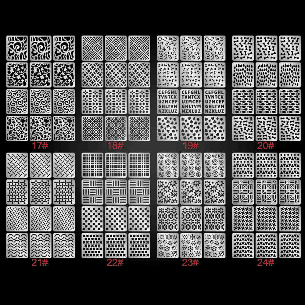 Хит, новинка, 6 листов, трафарет для ногтей, полый, неправильная сетка, многоразовый для маникюра, наклейки, штамповка, шаблон, инструменты для дизайна ногтей