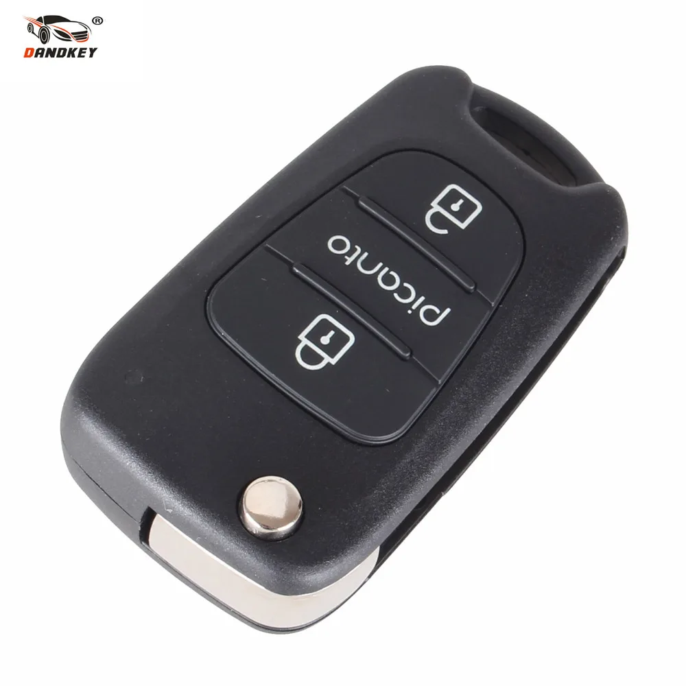 

DANDKEY 1X Brand New 3 Buttons Flip Folding Remote Key Shell For KIA Picanto Remote key Case Fob