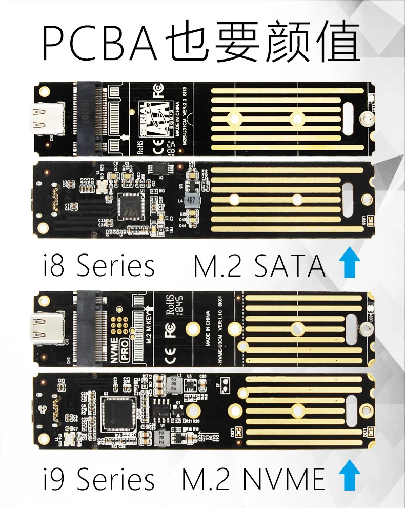 JEYI суперкар m.2 Накопитель SSD с протоколом NVME алюминия TYPEC3.1 мобильный ssd-бокс optibay Тип корпуса C3.1 JMS583 m2 USB3.1 M.2 диск PCIe SSD U.2 PCI-E SATA