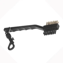 2 Sided Brass Wires Nylon Golf Club Brush Groove Cleaner Kit Black YS-BUY