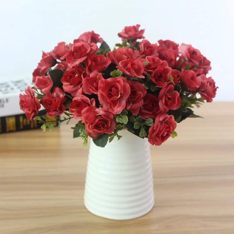 Austin 15 heads Autumn Fake Silk Flowers Artificial Rose Wedding Party Home Decor Flower Arrangement (10)