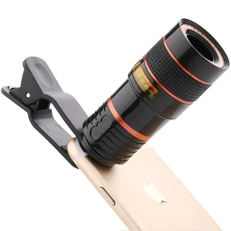 

8x18 Zoom Mobile Monocular Telescope Camera Lens Night Vision Mini Universal Optical Clip Telephoto Black for Phone Accessories