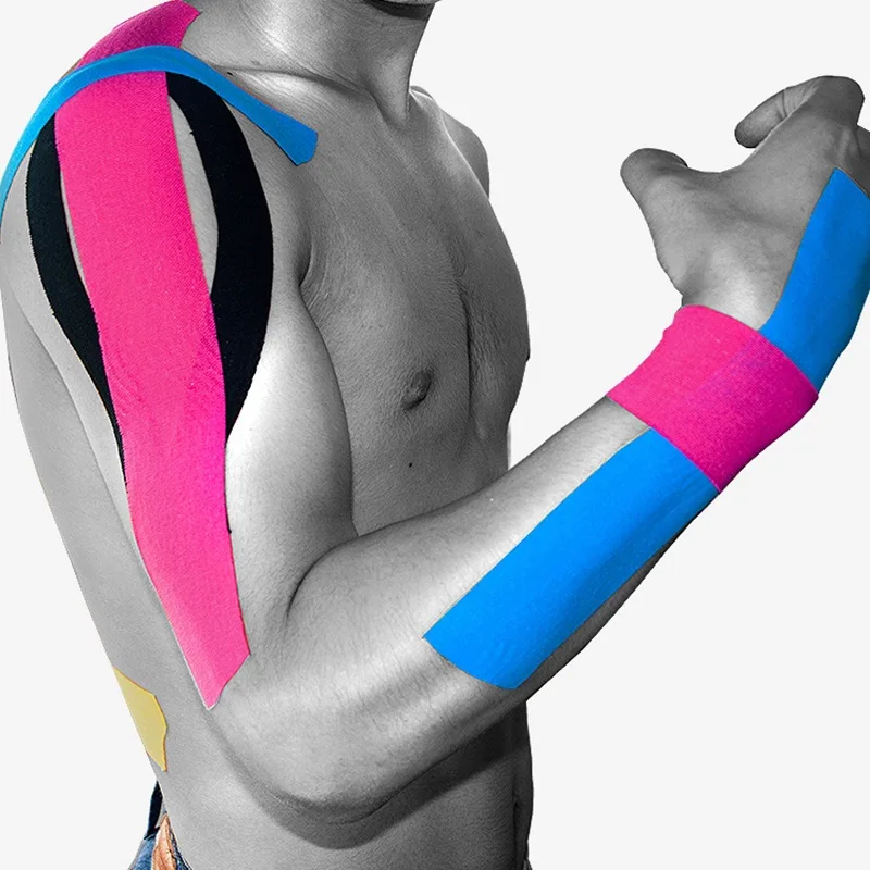 Мышечная лента 5 см х 5 м Спортивная пластырь кинезиологическая Лента Хлопок эластичная клейкая повязка для мышц уход физио напряжение травматизм поддержка