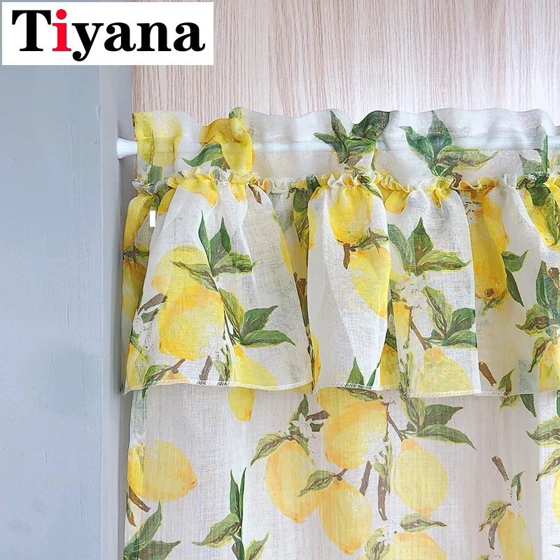 Tiyana лимонно-желтый короткий отвесный занавес s для гостиной кухни Половина занавес фруктовый дизайн Летняя дверь cortinas rideaux DP166X