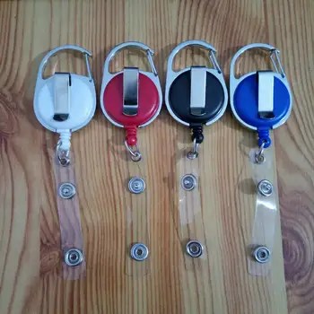 

500PCS New Arrived fashion Retractable Pull Reel ID Lanyard Name Tag Card Badge Holder Reel Recoil Belt Key Ring Clip