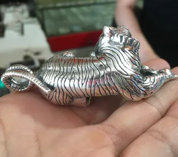 

990 Sterling Silver Langya set large ferocious tigers down domineering package silver tooth crack evil amulet.