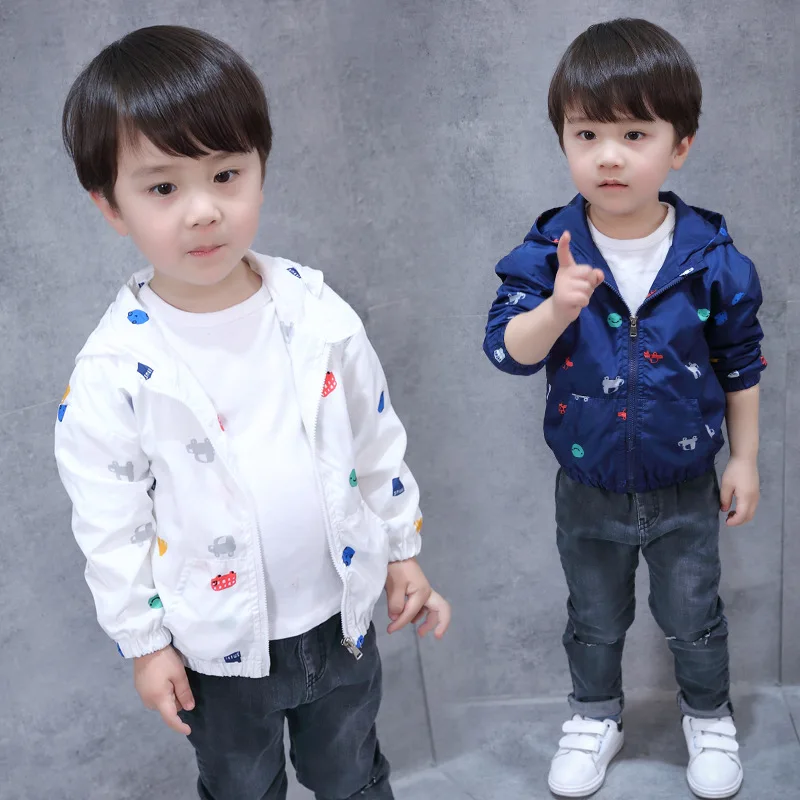 Baby Boy Jacket 2018 Autumn New Children's Jacket, Children's Jacket, Casual Cartoon Zipper Hooded Thin Jacket. Baby Autumn Coat