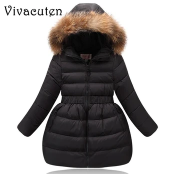 

Girls Winter Coat Children Clothing Kids Fake Fur Collar Hooded Thick Overcoat Winter Jackets for Girls Warm Outwear Teens Coat