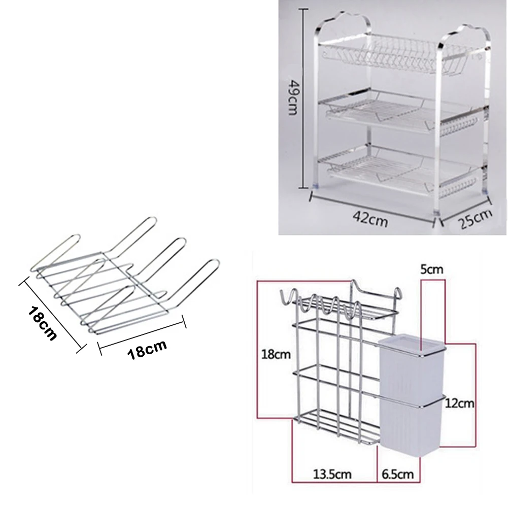 Стеллаж для хранения сушки три Слои Хромированная Пластина дренажная стойка стеллаж для хранения с дренажная панель столовые приборы: чашки блюдо стеллажи для выставки товаров 3-х уровневая Dishrack