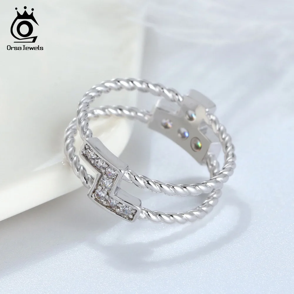 ORSA JEWELS Original Design Tetris Pattern Ring for Women Men Vintage Ring Birthday Gift for Girls Valentine Day Jewellry OR174