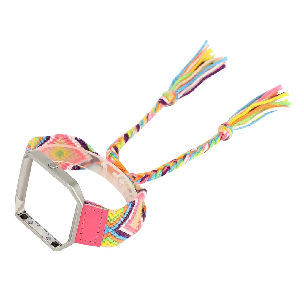 

2019 NEW Ethnic style Canvas Weave Watch Band Wrist Strap with Frame For Fitbit Blaze Purchasing