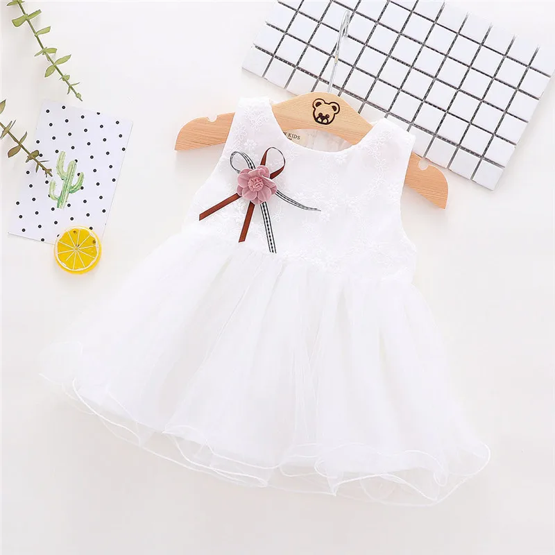 Модное кружевное платье принцессы из тюля для маленьких девочек летнее платье средней длины платье для первого дня рождения для маленьких девочек, детская одежда Sukienki 2