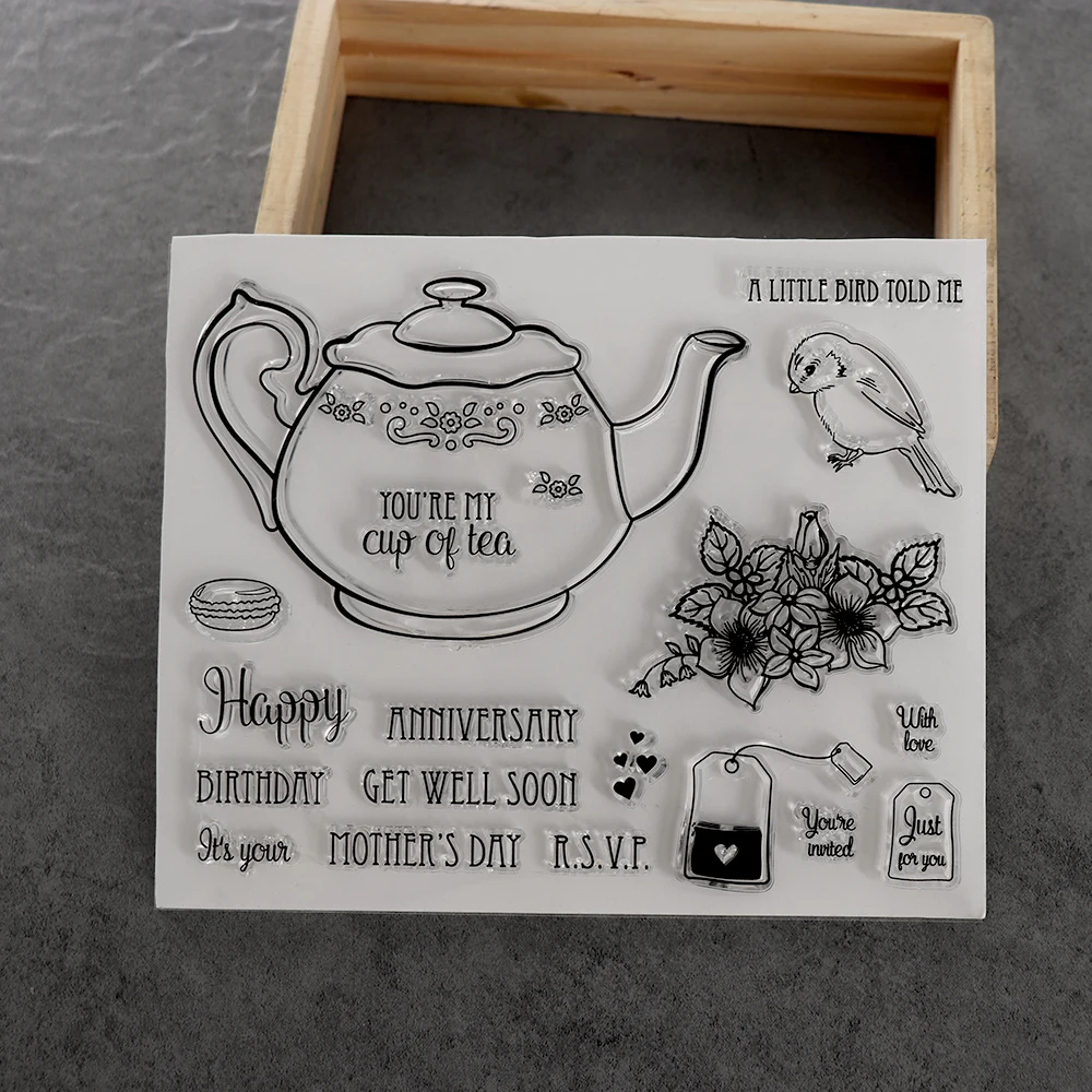 

New Teapot Stamp DIY Transparent Clear Rubber Stamp Silicone Scrapbooking DIY Photo Album Decor Paper Cards Crafts Handmade Gift