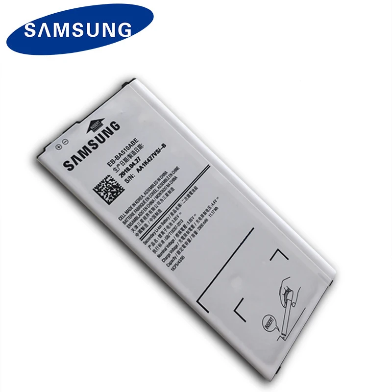 Samsung сменный аккумулятор для телефона EB-BA510ABE для GALAXY A510 A5 версия аутентичный аккумулятор для телефона 2900 мАч