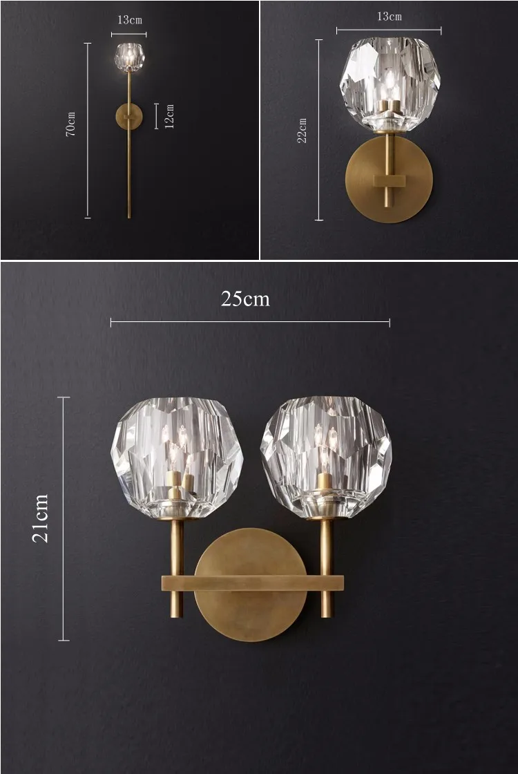Ретро RH K9 хрустальные оттенки G9 Настенный светильник американский прикроватный бра светильник ing светильники блеск настенный светильник для гостиной