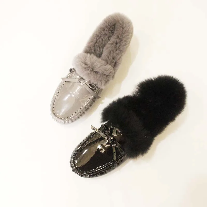 Теплые Мокасины с Плюшевым Мехом тренд chaussures femme Водонепроницаемая Обувь из